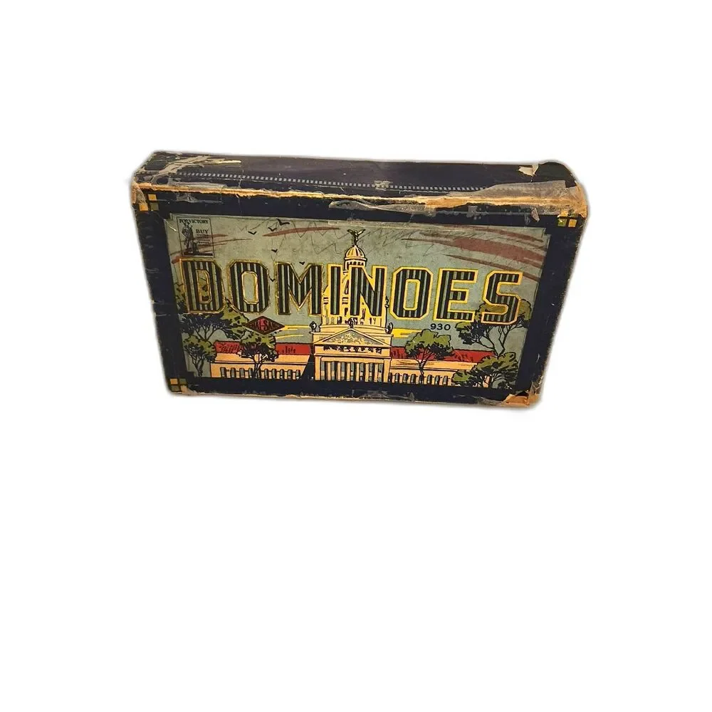 Vintage Halsam #930 United States US Capitol Double Nine Dominoes Original Box